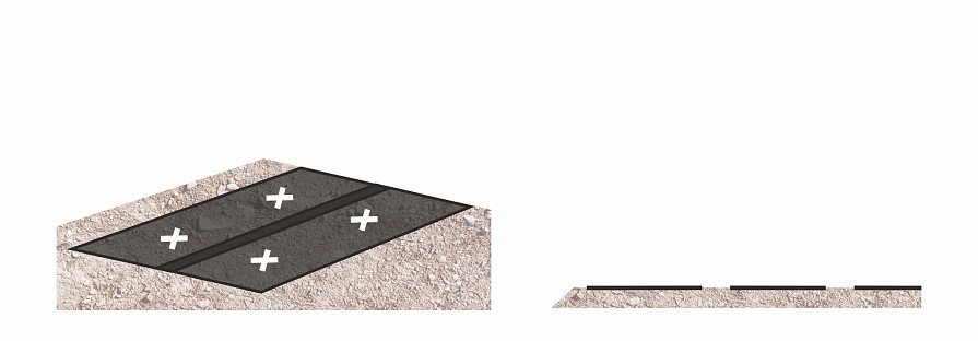 Ültetési helyek kijelölése a geotextílián